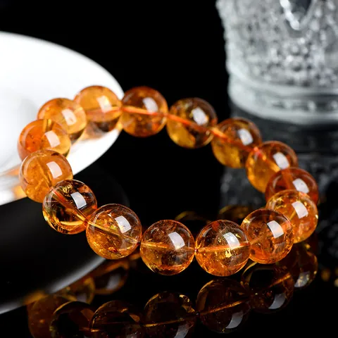 Natural Golden Citrine Beaded Bracelet High Grade 7A 6A Round Stone Healing Crystal Energy Jewelry For Men Women Gift