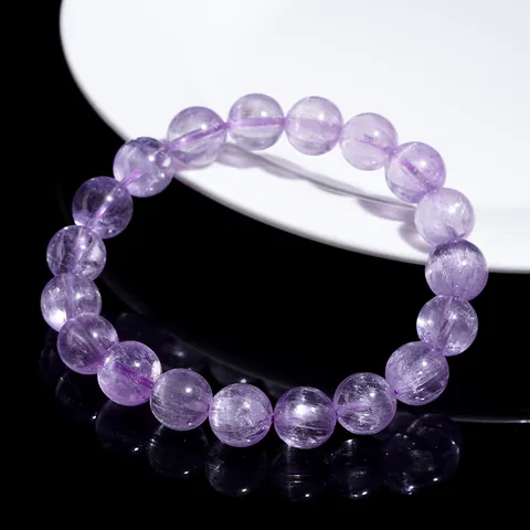 Braccialetto di Perline Kunzite Naturale Occhio di Gatto 6A 7A Viola Trama di Seta Spodumene Cristallo Perline Rotonde Gioielli Uomo Donna