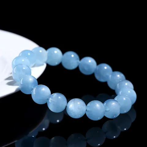 Bracciale Di Perline Rotonde Di Acquamarina Stellata Naturale Gioielli In Pietra Energetica Per Uomo E Donna Bracciale Di Pietre Preziose Celeste Regalo Di Compleanno