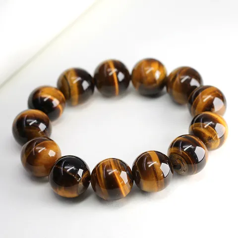 Natural Yellow Tiger Eye Stone Beaded Bracelet For Men Women Healing Energy Cat Eye Effect Handmade Jewelry Ethnic Gift