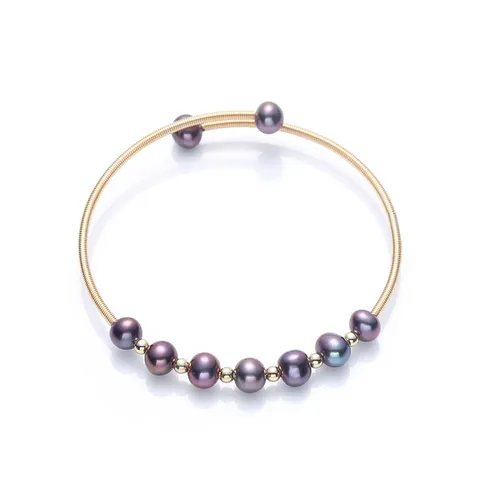 Freshwater Pearl 14K Gold Filled Open Cuff Bracelet Adjustable Handmade Vintage Jewelry Women Elegant Bridal Wedding Gift