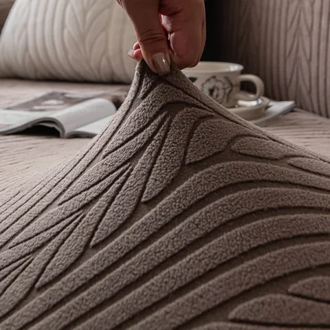 Copridivano Jacquard ad Alta Elasticità Motivo a Spiga Protezione per Mobili Soggiorno Tutto Compreso Lavabile Morbido