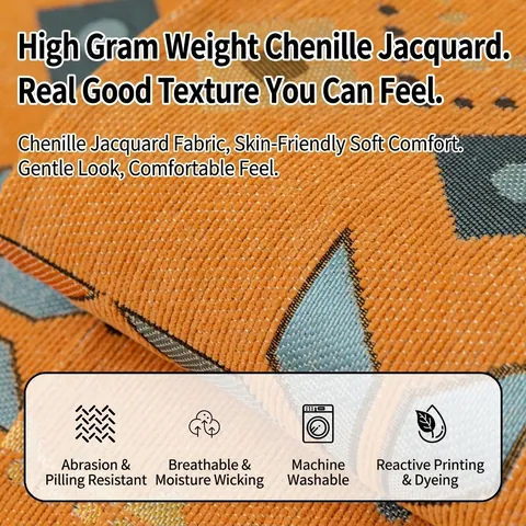 Funda de Cojín de Sofá de Chenilla Jacquard Bohemia Patrón de Copo de Nieve Geométrico Étnico Toalla de Sofá Antideslizante para Sala de Estar Protector de Muebles de Alta Densidad