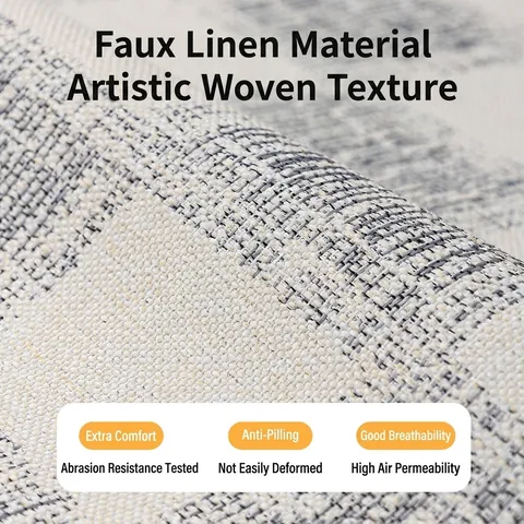 Modern Checkerboard Sofa Cushion Polyester Imitation Linen Anti-Slip Sofa Cover For Four Seasons Home Living Room Decoration