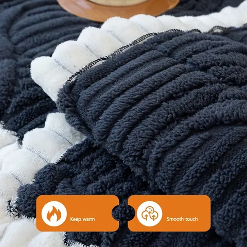 Cuscino per Divano in Vello di Sherpa Jacquard Spesso Antiscivolo Motivo a Onde 3D Protezione per Mobili Invernali per Divano