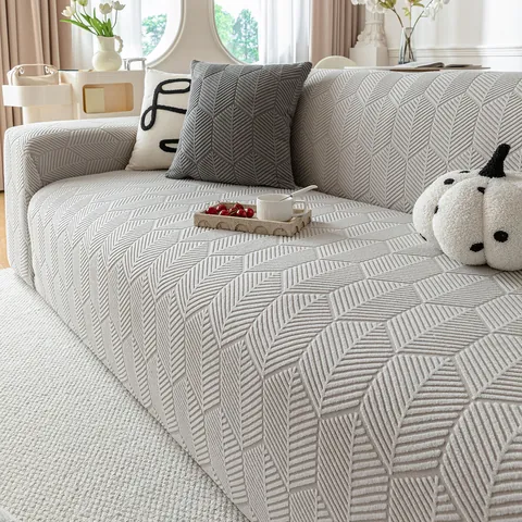 Rekbare Bankhoes Polar Fleece Elastische Couch Slipcover Anti-Kras Geometrisch Modern Meubelbeschermer Universeel