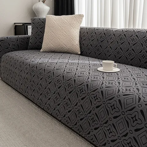 Funda de Sofá Elástica Vellón Polar Jacquard Floral Geométrico Protector de Sofá Para Sala de Estar Decoración Hogar