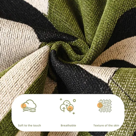 Housse de Canapé en Chenille Rayée Panda Mignon Antidérapante Toutes Saisons Universelle Tapis de Protection Décoration Maison