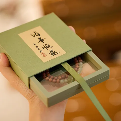 Matcha Grün Schmuckschatulle PE-Folie Aufhängung Schublade Verpackung Box Für Armband Halskette Schmuck Display Geschenkbox
