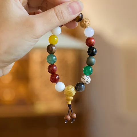 Pulsera de Cuentas de Semillas Naturales Con Ágata Y Sándalo Cuentas de Oración Budistas Vintage Joyería de Bendición Para Mujer Hombre