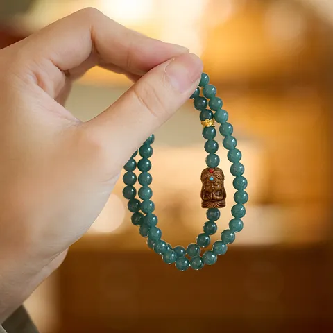 Βραχιόλι με Χάντρες Jadeite Μπλε Νερού Για Γυναίκες Zaki Lhamo Σανταλόξυλο Διπλή Θηλιά Χειροποίητα Θιβετιανά Κοσμήματα Δώρο