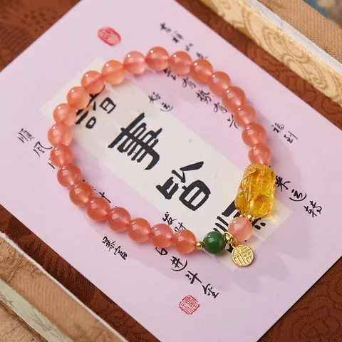 Southern Red Agate Beaded Bracelet Natural Amber Pixiu Jasper 925 Sterling Silver Blessing Pendant 14K Gold Filled Beads For Women Jewelry