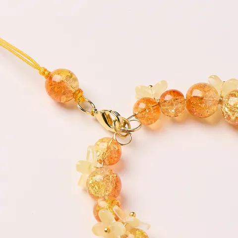 Chinese Stijl Glaswerk Esdoornblad Bloem Vlinder Hanger Handgemaakte Kralen Hangend Ornament Met Kwastje Voor Auto Tas Vrouwen Decor