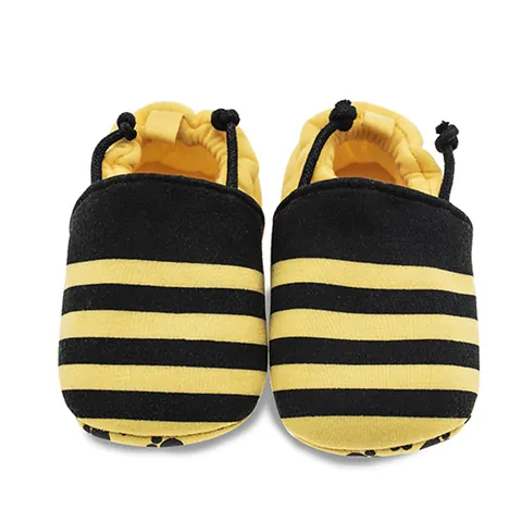 Lindos Zapatos de Primeros Pasos para Bebé Abeja Suela Blanda Antideslizante Algodón Infante Amarillo Negro Rayas