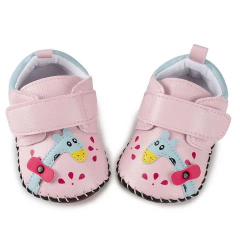 Cute Cartoon Infant Prewalker Shoes Synthetic Leather Soft Sole Baby Walking Shoes With Velcro Closure For Newborn Boys Girls
