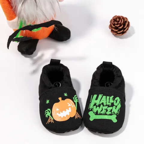 Halloween Baby Luminous Soft Sole First Walkers Glow In The Dark Pumpkin Pattern Infant Toddler Cotton Indoor Shoes Gift For Boys Girls