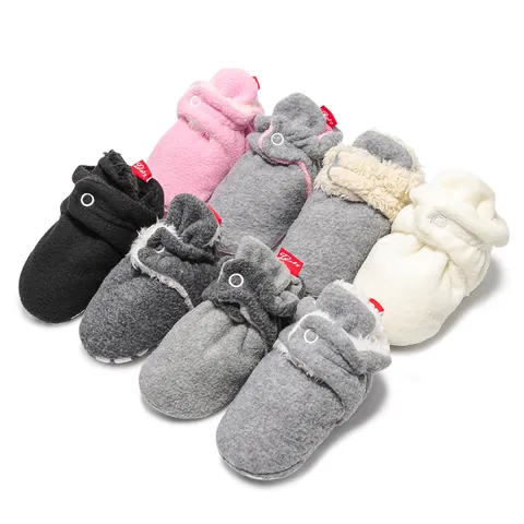Baby Winter Warm Booties Cotton Fleece Lined Soft Sole First Walker Shoes Anti Slip Button Closure Infant Toddler Shoes