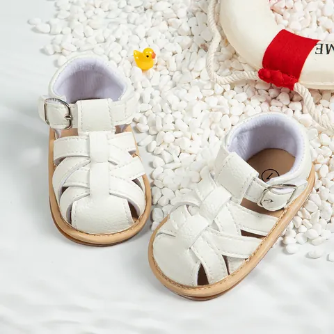 Baby First Walker Shoes Soft Sole Infant Sandals Synthetic PU Leather Braided Anti-Slip Summer Toddler Shoes For Boys Girls