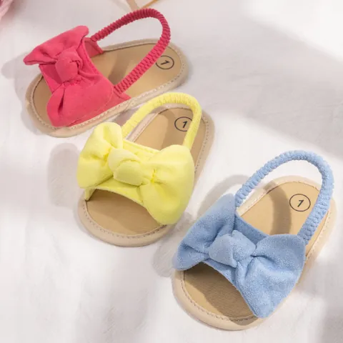Sandalias de Primeros Pasos para Bebé Niña Suela Blanda Verano Transpirable Algodón con Lazo y Correa Elástica Zapatos Antideslizantes