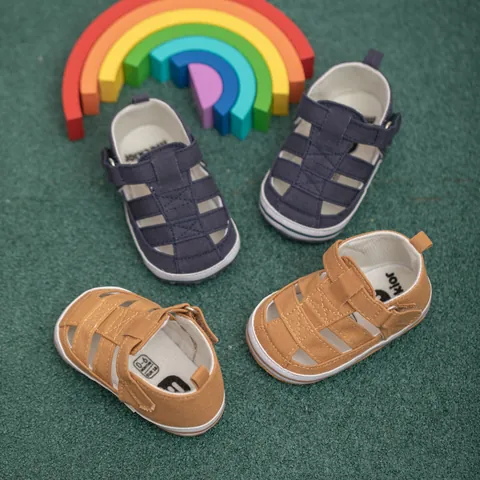 Sandali in Tela per Bambini Suola Morbida Antiscivolo Scarpe per Neonati Traspiranti Traforate Estive Scarpe Primi Passi per Bimbi e Bimbe