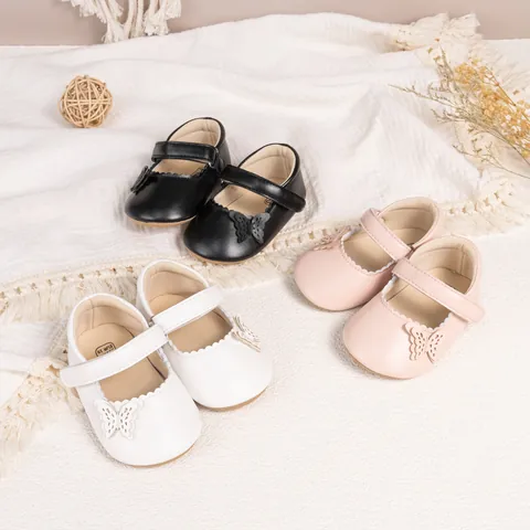 Chaussures de Marche Mary Jane Bébé Fille PU Artificiel Nœud Bord Festonné Semelle Souple Antidérapant Mariage