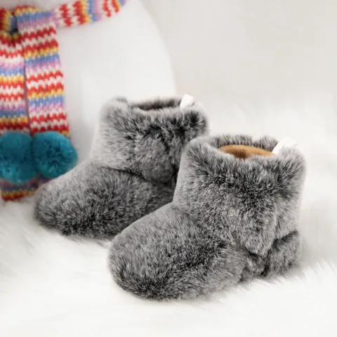 Infant Baby Faux Fur Winter Boots Soft Sole Warm Fleece Lined Prewalker Shoes For Newborn Boys Girls Toddler Snow Boots