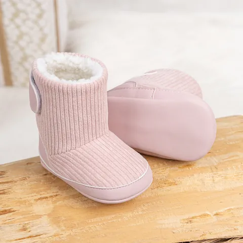 Baby Winter Snow Boots Warm Corduroy Faux Lamb Wool Soft Sole First Walkers With Hook And Loop Closure Infant Toddler Shoes