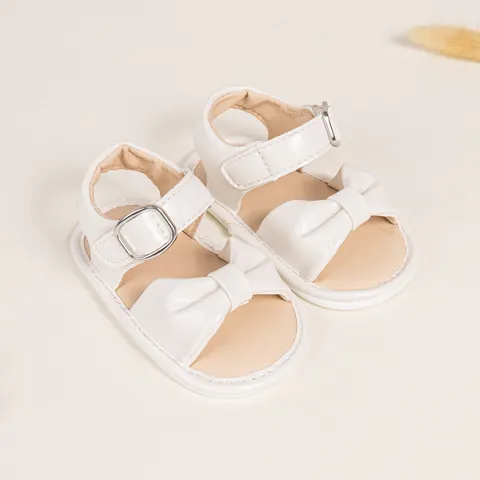Baby Mädchen Schleife Sandalen Kunstleder Weiche Sohle Krabbelschuhe Kleinkind Sommer Atmungsaktiv Lauflernschuhe