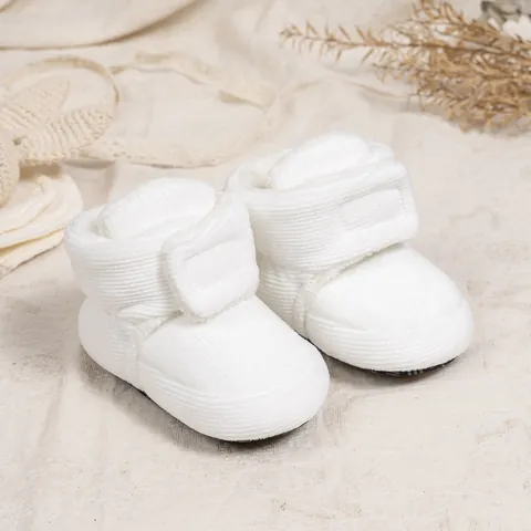 Infant Baby Winter Warm Boots Corduroy Plush Lined Soft Sole First Walkers Hook And Loop Closure For Newborn Toddler Shoes