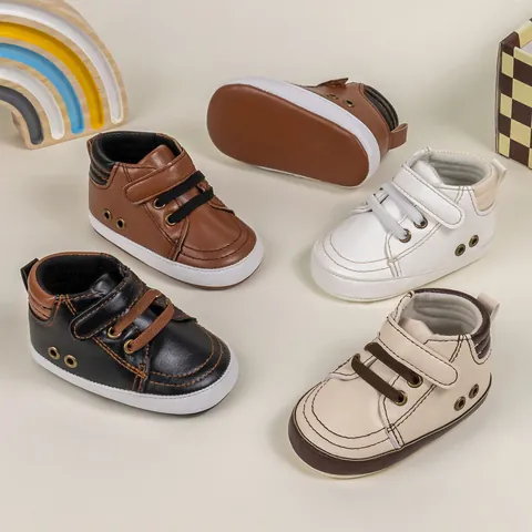 Infant Toddler Sporty Baby Shoes PU Leather Soft Sole First Walkers Anti-Slip Breathable Sneakers For Boys Girls Everyday