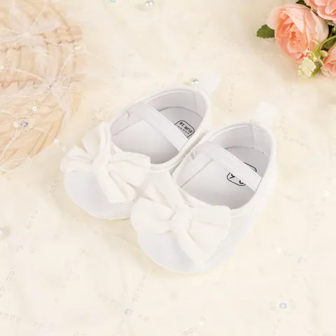 Scarpe Mary Jane da Neonata in Velluto Con Fiocco Suola Morbida Scarpe Primi Passi Antiscivolo Scarpe per Bambini