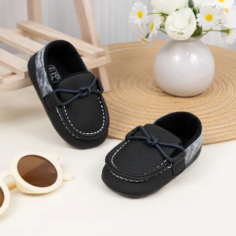 Baby Lauflernschuhe Rutschfeste Weiche Sohle Perforierte PU-Leder Mokassin Loafer Mit Schleife Für Kleinkinder Jungen Mädchen