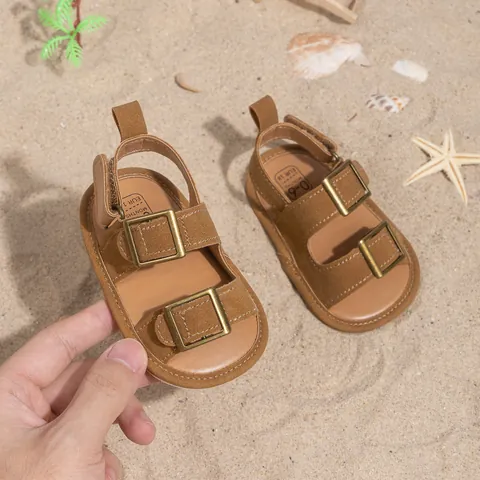 Summer Baby Boys Girls Sandals Artificial Leather Soft Sole Non-slip Walker Shoes Adjustable Buckle Strap Infant Beach Sandals