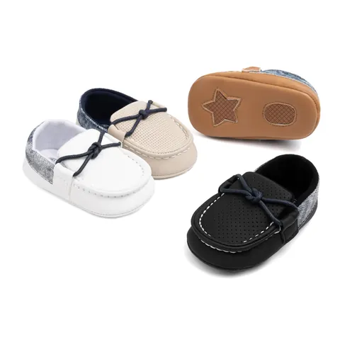 Baby Lauflernschuhe Rutschfeste Weiche Sohle Perforierte PU-Leder Mokassin Loafer Mit Schleife Für Kleinkinder Jungen Mädchen