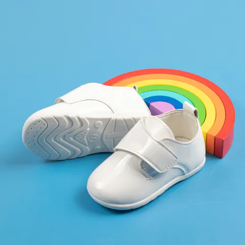 Infant Baby Patent Leather Shoes Soft Sole Prewalker Shoes Hook And Loop Formal Dress Shoes For Toddler Boys Girls Wedding Party