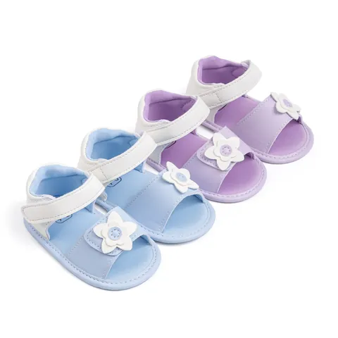 Baby Mädchen Sommer Sandalen Niedliche Baumwolle Blume Dekor Weiche Sohle Atmungsaktiv Lauflernschuhe Klettverschluss