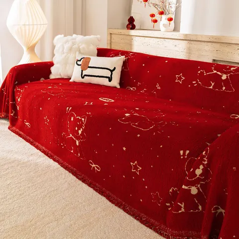Asciugamano Copridivano Antigraffio Gatti Cartoni Animati Jacquard Velluto Protezione Mobili Copertura Completa Con Nappine Per Soggiorno Arredamento Casa