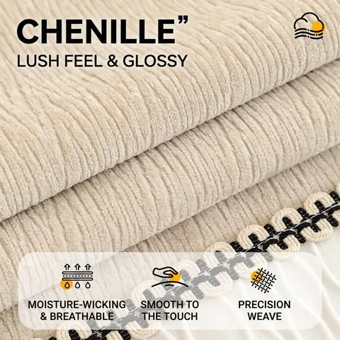 Funda de Cojín de Sofá Antideslizante de Chenilla Gruesa Con Borde de Onda Irregular Protector de Sofá Lavable Minimalista Moderno para Decoración del Hogar
