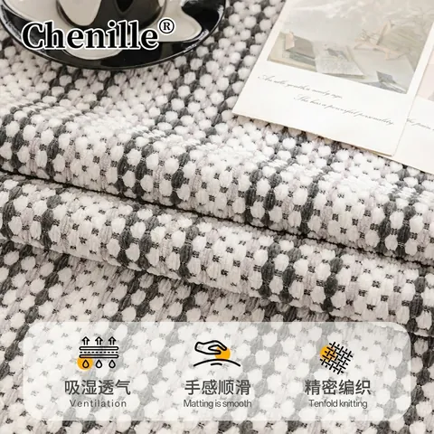 Funda de Cojín de Sofá de Chenilla Francesa Antideslizante con Borlas Patrón de Libélula Jacquard para Sala de Estar
