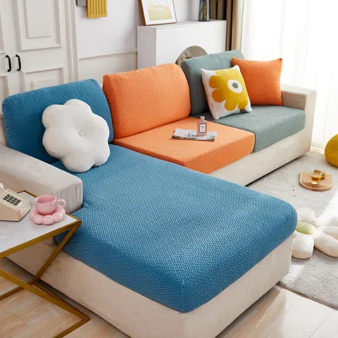 High Stretch Polar Fleece Sofa Cushion Cover Jacquard Texture Sectional Couch Slipcover Elastic Furniture Protector Living Room