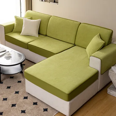 Chenille Bankhoes All-inclusive Antislip Universele Bankhoes Voor Sectionele Bank Effen Kleur Noorse Stijl Eenvoudig Modern Meubilair Beschermer