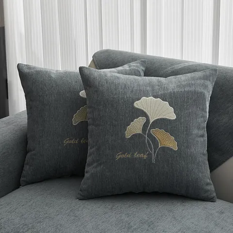 Luxury Chenille Sofa Cushion Ginkgo Leaf Embroidered Non-Slip Sofa Cover Modern Universal Protective Slipcover For Living Room Home