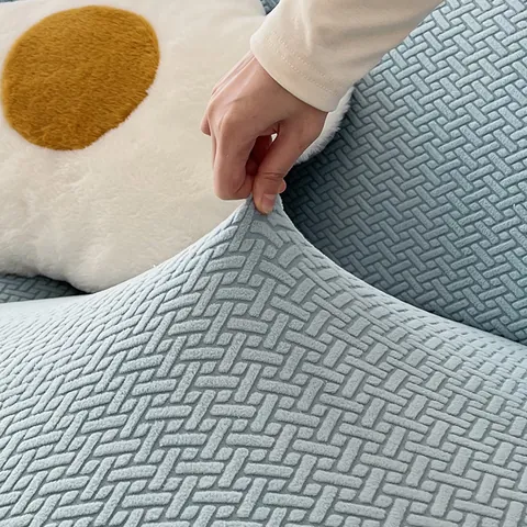 Elastische Polar Fleece Bankhoes Effen Kleur Modern Minimalistisch Hoekbank Overtrek Voor Woonkamer Huis Meubels Beschermer