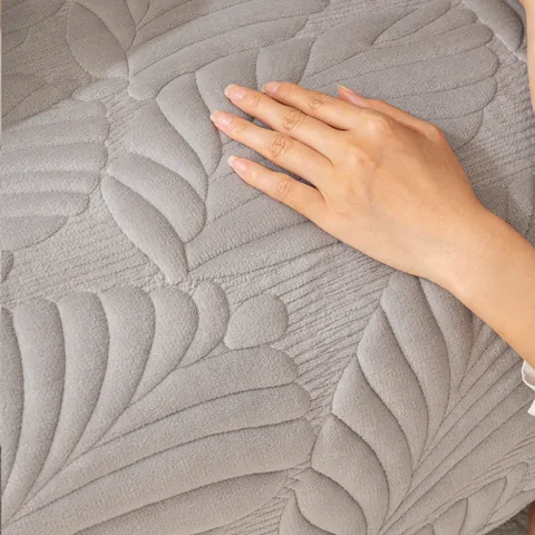 Modern French Milk Fleece Sofa Cushion 3D Leaf Embossed Thickened Warm Anti Slip Couch Cover For Living Room Decorative Protective Towel