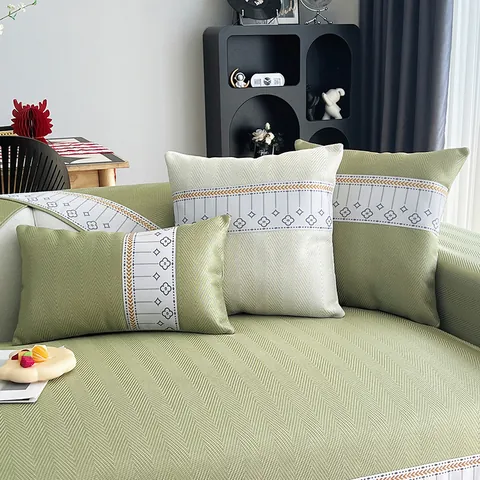 Summer Ice Silk Cooling Sofa Cushion Mat Non Slip Herringbone Pattern Sofa Cover Furniture Protector Modern Home Decor Living Room