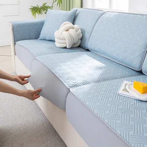 Cooling High Elastic Sofa Cover Slipcover Anti Cat Scratch 3D Woven Furniture Protector For Living Room Solid Color Universal Sofa Case