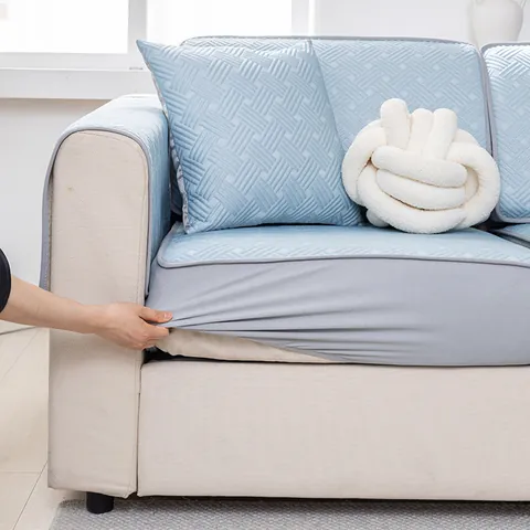 Cooling High Elastic Sofa Cover Slipcover Anti Cat Scratch 3D Woven Furniture Protector For Living Room Solid Color Universal Sofa Case