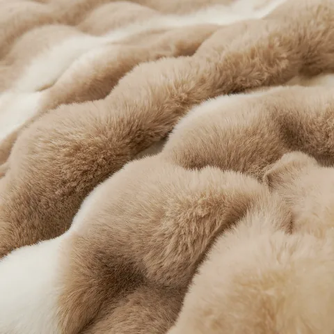 Modern Thickened Plush Sofa Cushion Anti Slip Faux Rabbit Fur Sofa Cover Wavy Stripe Furniture Protector For Living Room