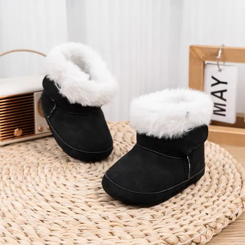 Baby Winter Snow Boots Faux Suede Warm Plush Lined Soft Sole Infant First Walkers Hook Loop Prewalker Shoes Toddler Boots