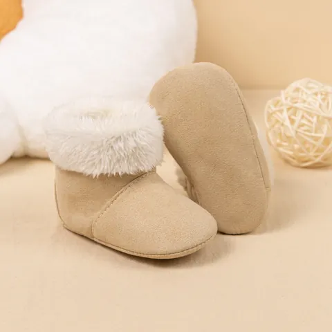Botas de Nieve de Invierno para Bebé Suela Blanda Cálido Forro de Felpa Zapatos para Primeros Pasos Con Velcro Para Recién Nacidos 0-18 Meses